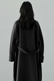 Chouyatou Women's Winter Hidden Single Breasted Wool Coat Raglan Sleeve Business Long Wool Overcoat