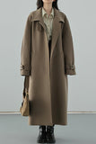 Chouyatou Women's Winter Hidden Single Breasted Wool Coat Raglan Sleeve Business Long Wool Overcoat