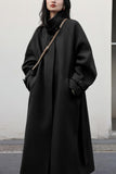 Chouyatou Women's Winter Hidden Single Breasted Wool Coat Raglan Sleeve Business Long Wool Overcoat