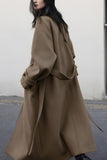Chouyatou Women's Winter Hidden Single Breasted Wool Coat Raglan Sleeve Business Long Wool Overcoat