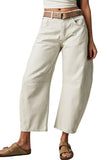 Chouyatou Barrel Jeans Women Wide Leg Cropped Jeans Y2k Mid Rise Baggy Jeans Boyfriend Denim Pants Harem Pants