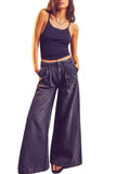 Chouyatou Women's Boyfriend Denim Cargo Pants Y2K Baggy Wide Leg Casual Dressy Jeans Culottes