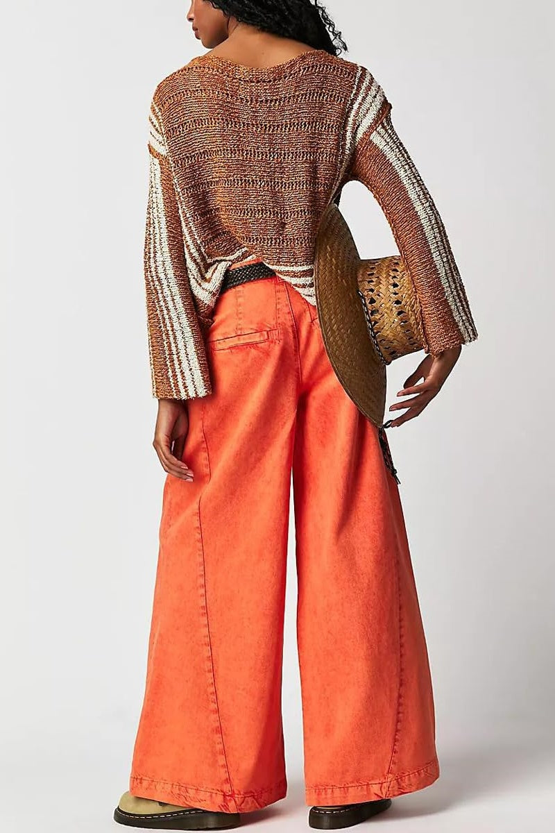 Chouyatou Women's Boyfriend Denim Cargo Pants Y2K Baggy Wide Leg Casual Dressy Jeans Culottes