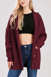 Chouyatou Women's Oversized Sailor Collar Button Cardigans Chunky Knit Long Sleeve Slouchy Sweaters Coat with Pockets