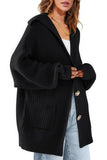 Chouyatou Women's Oversized Sailor Collar Button Cardigans Chunky Knit Long Sleeve Slouchy Sweaters Coat with Pockets