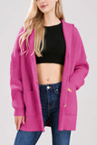 Chouyatou Women's Oversized Sailor Collar Button Cardigans Chunky Knit Long Sleeve Slouchy Sweaters Coat with Pockets