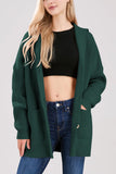 Chouyatou Women's Oversized Sailor Collar Button Cardigans Chunky Knit Long Sleeve Slouchy Sweaters Coat with Pockets