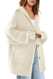Chouyatou Women's Oversized Sailor Collar Button Cardigans Chunky Knit Long Sleeve Slouchy Sweaters Coat with Pockets