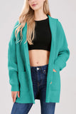 Chouyatou Women's Oversized Sailor Collar Button Cardigans Chunky Knit Long Sleeve Slouchy Sweaters Coat with Pockets