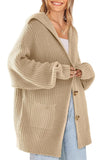 Chouyatou Women's Oversized Sailor Collar Button Cardigans Chunky Knit Long Sleeve Slouchy Sweaters Coat with Pockets