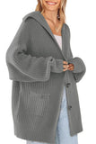 Chouyatou Women's Oversized Sailor Collar Button Cardigans Chunky Knit Long Sleeve Slouchy Sweaters Coat with Pockets