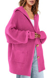 Chouyatou Women's Oversized Sailor Collar Button Cardigans Chunky Knit Long Sleeve Slouchy Sweaters Coat with Pockets