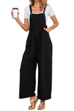 Chouyatou Women's Summer Wide Leg Bib Linen Overalls Palazzo Pants Casual Linen Jumpsuits