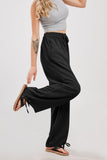 Chouyatou Wide Leg Linen Pants for Women Casual Loose Fit High Waisted Pants with Drawstrings