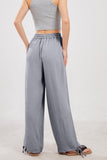 Chouyatou Wide Leg Linen Pants for Women Casual Loose Fit High Waisted Pants with Drawstrings