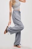 Chouyatou Wide Leg Linen Pants for Women Casual Loose Fit High Waisted Pants with Drawstrings