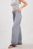 Chouyatou Wide Leg Linen Pants for Women Casual Loose Fit High Waisted Pants with Drawstrings