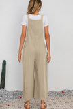 Chouyatou Women's Summer Wide Leg Bib Linen Overalls Palazzo Pants Casual Linen Jumpsuits