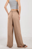 Chouyatou Wide Leg Linen Pants for Women Casual Loose Fit High Waisted Pants with Drawstrings