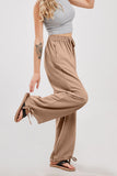 Chouyatou Wide Leg Linen Pants for Women Casual Loose Fit High Waisted Pants with Drawstrings