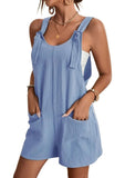 Chouyatou Womens Summer Cute Short Overalls Loose Fit Sleeveless Casual Rompers Jumpsuits Shorts