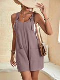 Chouyatou Womens Summer Cute Short Overalls Loose Fit Sleeveless Casual Rompers Jumpsuits Shorts