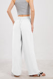 Chouyatou Wide Leg Linen Pants for Women Casual Loose Fit High Waisted Pants with Drawstrings