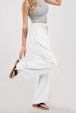 Chouyatou Wide Leg Linen Pants for Women Casual Loose Fit High Waisted Pants with Drawstrings