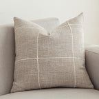 VGAMEX Cotton Linen Decorative Throw Pillow Covers Rustic Lattice Embroidery Square Cushion Cover Pillowcase for Sofa Bedroom Couch