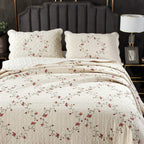 VGAMEX 3 Piece Embroidered Quilts Set Full/Queen Size Reversible Quilted Bedspread Coverlet Elegant Floral Pattern Cotton Bedding Cover with 2 Pillow Shams