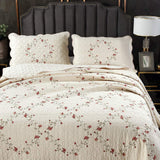 VGAMEX 3 Piece Embroidered Quilts Set Full/Queen Size Reversible Quilted Bedspread Coverlet Elegant Floral Pattern Cotton Bedding Cover with 2 Pillow Shams