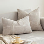 VGAMEX Cotton Linen Decorative Throw Pillow Covers Rustic Lattice Embroidery Square Cushion Cover Pillowcase for Sofa Bedroom Couch