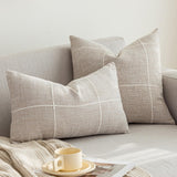 VGAMEX Cotton Linen Decorative Throw Pillow Covers Rustic Lattice Embroidery Square Cushion Cover Pillowcase for Sofa Bedroom Couch