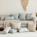 VGAMEX Cotton Linen Decorative Throw Pillow Covers Rustic Lattice Embroidery Square Cushion Cover Pillowcase for Sofa Bedroom Couch