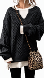 Chouyatou Women's Winter Chunky V Neck Long Sleeve Loose Cable Knit Sweater Pullover
