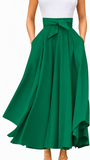 Chouyatou Women's Elegant High Waisted Side Slit Irregular Bohemian Maxi Skirt with Pockets