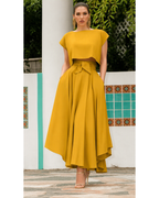 Chouyatou Women's Elegant High Waisted Side Slit Irregular Bohemian Maxi Skirt with Pockets