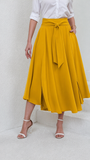 Chouyatou Women's Elegant High Waisted Side Slit Irregular Bohemian Maxi Skirt with Pockets