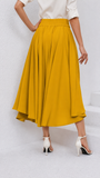 Chouyatou Women's Elegant High Waisted Side Slit Irregular Bohemian Maxi Skirt with Pockets
