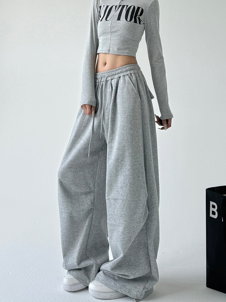 UTCOCO Women's Fuzzy Fleece Wide Leg Pants Elastic Waist Knit Pants Casual Comfy Lounge Trousers with Pockets