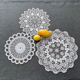 VGAMEX Round White Lace Non-paper Doilies Vintage Floral Lace Trim Linen Placemats Elegant Floral Embroidered Decorative Table Mat Centerpiece for Kitchen Dining Party