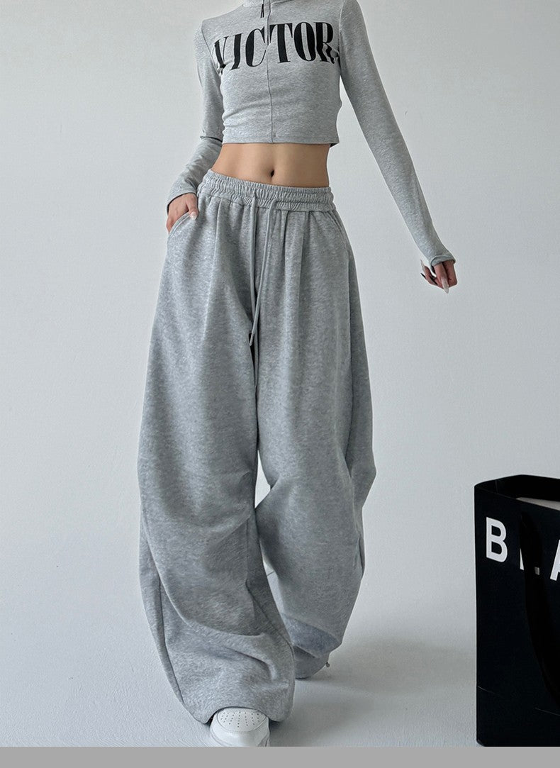 UTCOCO Women's Fuzzy Fleece Wide Leg Pants Elastic Waist Knit Pants Casual Comfy Lounge Trousers with Pockets