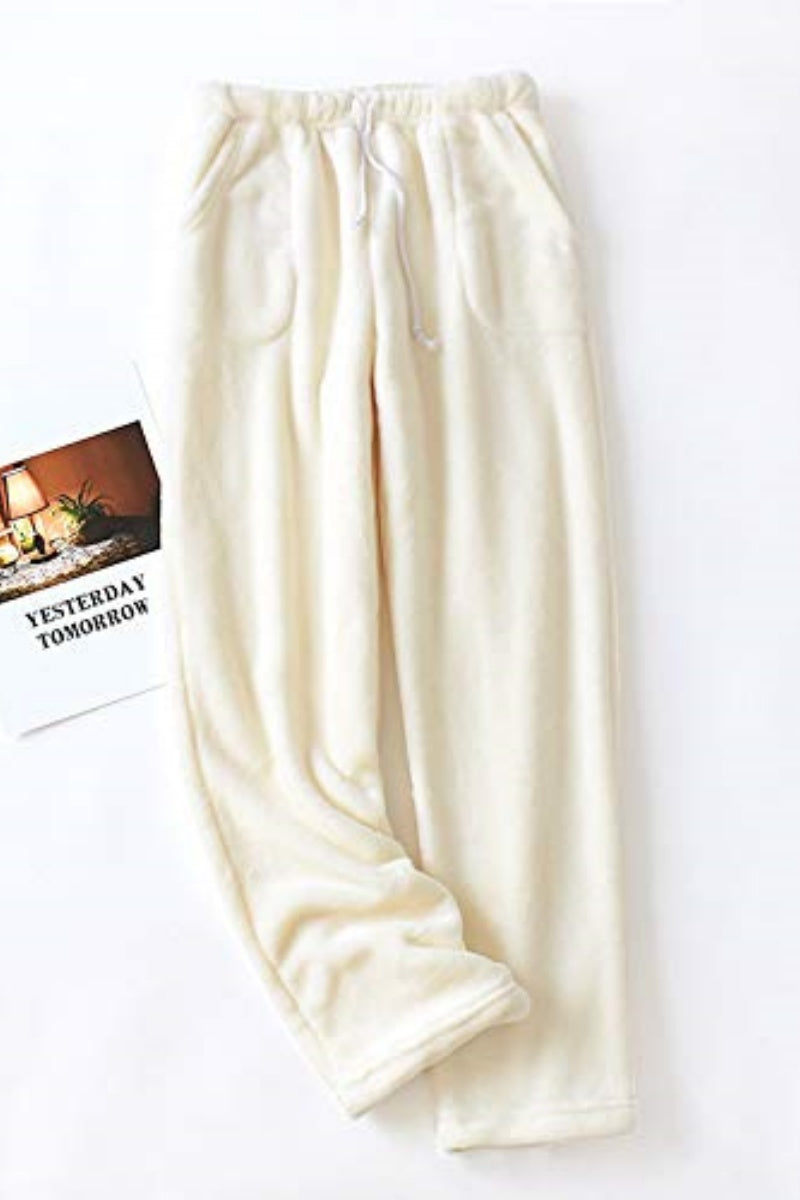 Chouyatou Womens Plaid Fluffy Pajama Pants Fuzzy Fleece Cozy Lounge Pants with Pockets Winter Warm Pj Bottoms