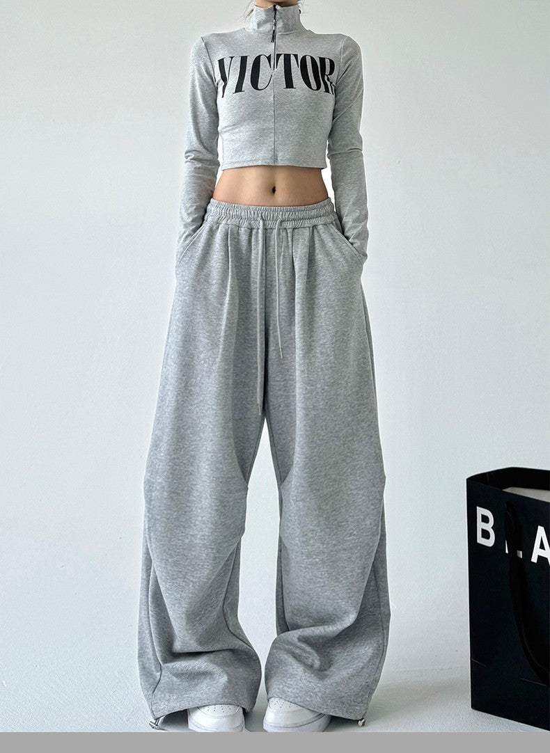 UTCOCO Women's Fuzzy Fleece Wide Leg Pants Elastic Waist Knit Pants Casual Comfy Lounge Trousers with Pockets
