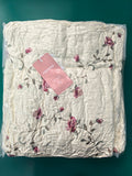 VGAMEX 3 Piece Embroidered Quilts Set Full/Queen Size Reversible Quilted Bedspread Coverlet Elegant Floral Pattern Cotton Bedding Cover with 2 Pillow Shams
