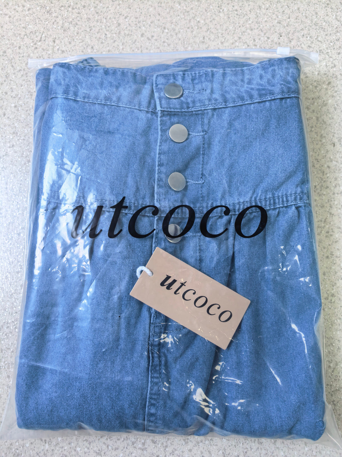 UTCOCO Women's High Waist Long Denim Skirt Button-Fly Tiered Ruffle Swing A-Line Jean Maxi Skirt with Pockets