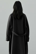 Chouyatou Women's Winter Hidden Single Breasted Wool Coat Raglan Sleeve Business Long Wool Overcoat