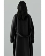 Chouyatou Women's Winter Hidden Single Breasted Wool Coat Raglan Sleeve Business Long Wool Overcoat