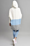 Chouyatou Women's Color Block Hooded Cardigan Casual Loose Open Front Ribbed Knit Long Coatigan Sweater