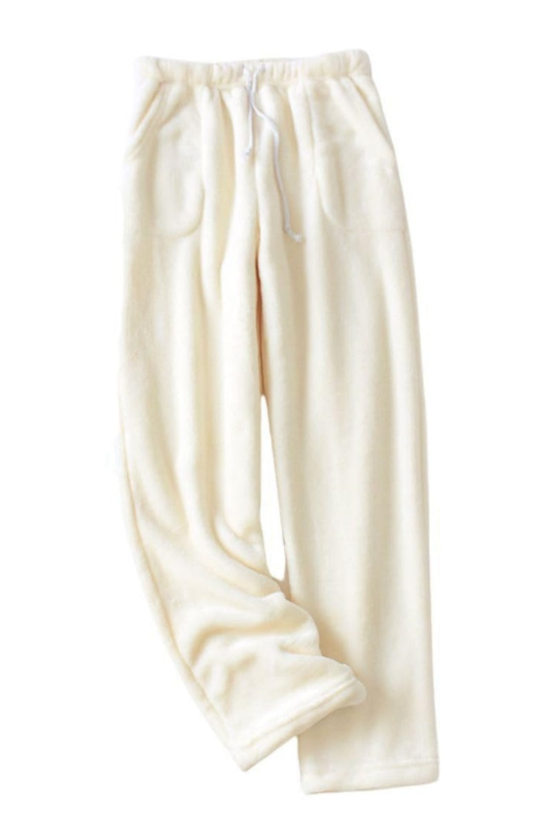 Chouyatou Womens Plaid Fluffy Pajama Pants Fuzzy Fleece Cozy Lounge Pants with Pockets Winter Warm Pj Bottoms